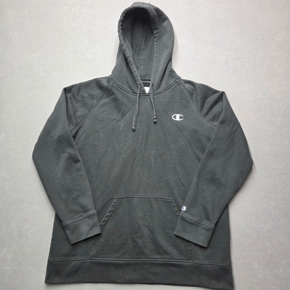 Champion Mens Authentic Athleticwear Pullover Hoodie Black Large Raglan Sleeve